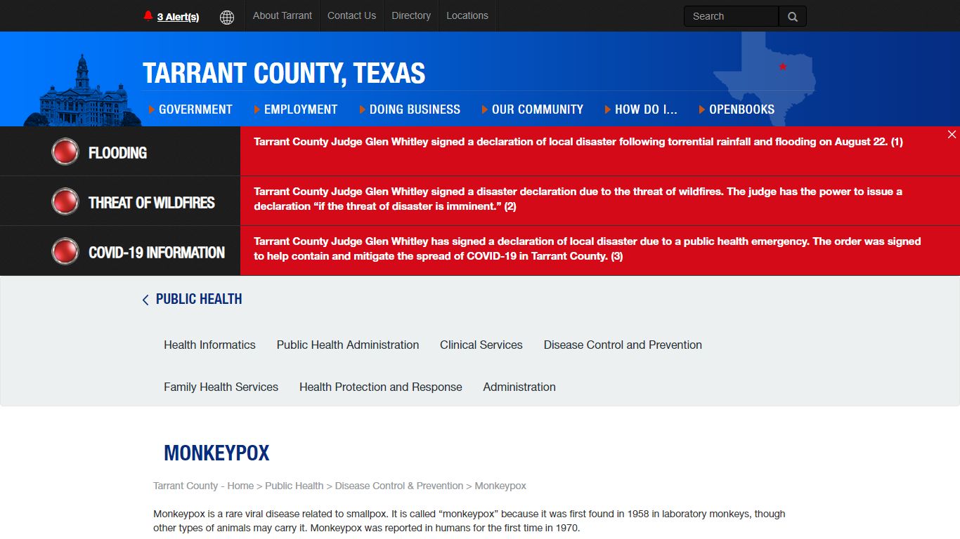 Monkeypox - Tarrant County TX